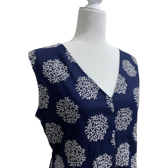 Handmade Tops - Handmade Artisanal Cotton Sleeveless Top V-Neck Cottagecore Floral Embroidered